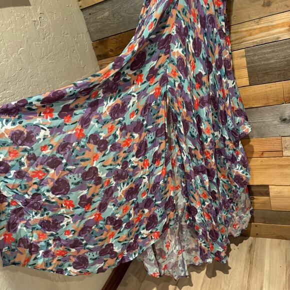 Nightcap Clothing Plum Rose Asymmetrical Skirt Kimono Maxi Dress Size M Coquette - Picture 7 of 15